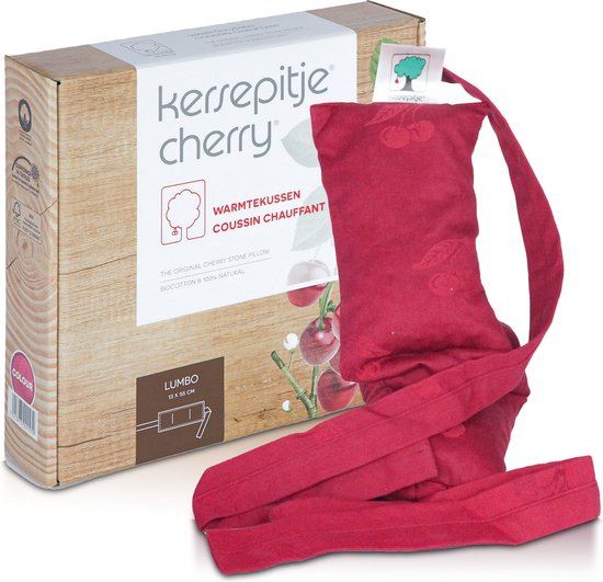 Kersepitje langwerpige pittenzak met linten Kersepitje langwerpige pittenzak met linten