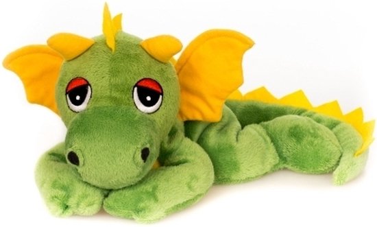 Magnetron warmte knuffel groene draak 18 cm